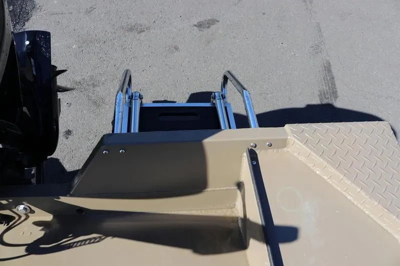 Slide: The Image of 2025 Smoker Craft Pro Sportsman 1866 boat ladder and platform detail. - 8