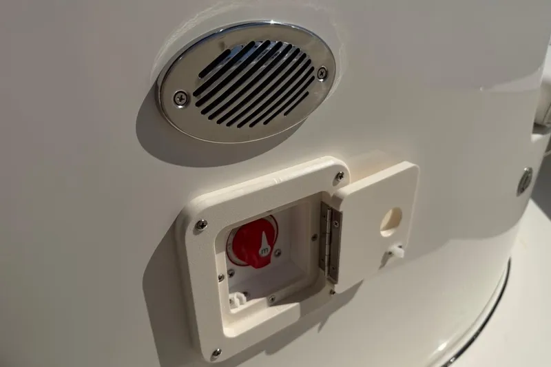 Slide: The Image of Key West 203 FS 2026 boat detail showing speaker and compartment. - 37