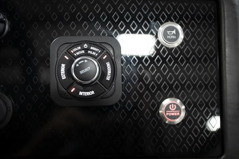 Slide: The Image of Control panel of 2026 Bennington 22 MSB boat with lighting and power buttons. - 43