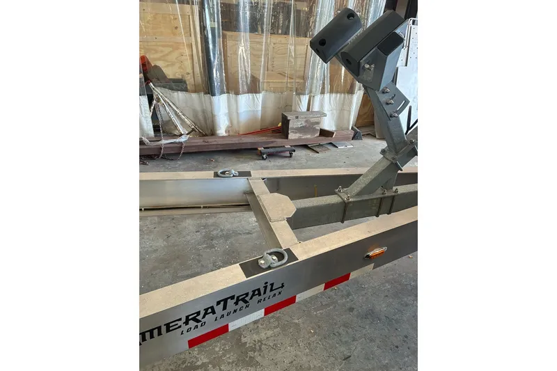 Slide: The Image of Boat trailer for 2017 Intrepid 375 Nomad FE in a workshop setting. - 64