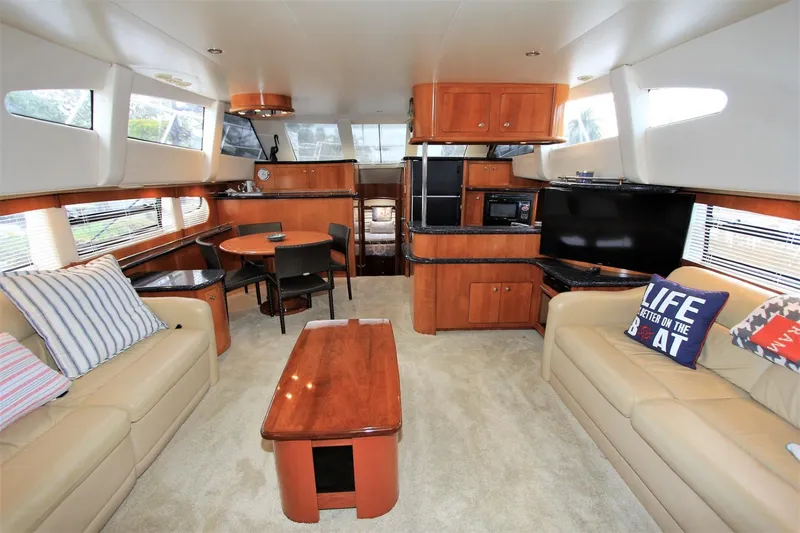 Slide: The Image of Interior of 2001 Carver 506 Motor Yacht, luxurious and spacious. - 12