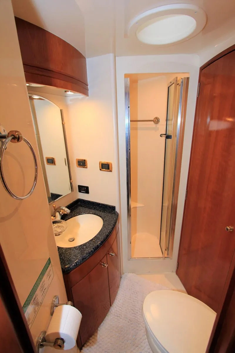 Slide: The Image of Carver 506 Motor Yacht 2001 bathroom with shower and sink. - 25