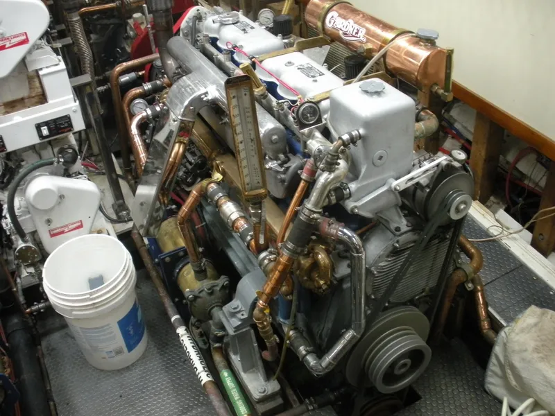 Slide: The Image of Engine room of a 1929 Custom HOFFAR-BEECHING Fantail Yacht. - 33