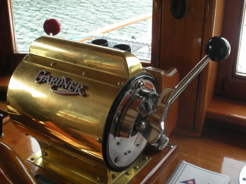 Slide: The Image of Vintage 1929 HOFFAR-BEECHING Fantail Yacht brass engine control lever. - 40