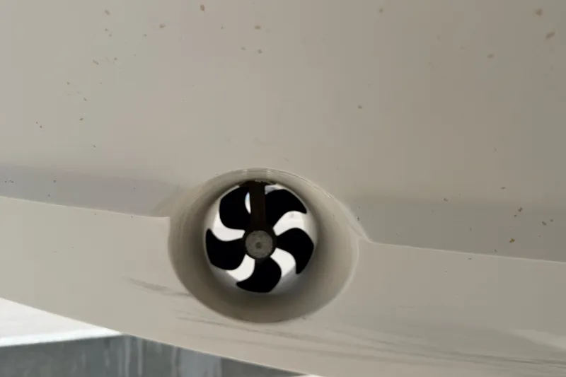Slide: The Image of Close-up of a 2023 Cobalt A29 boat's propeller detail. - 22