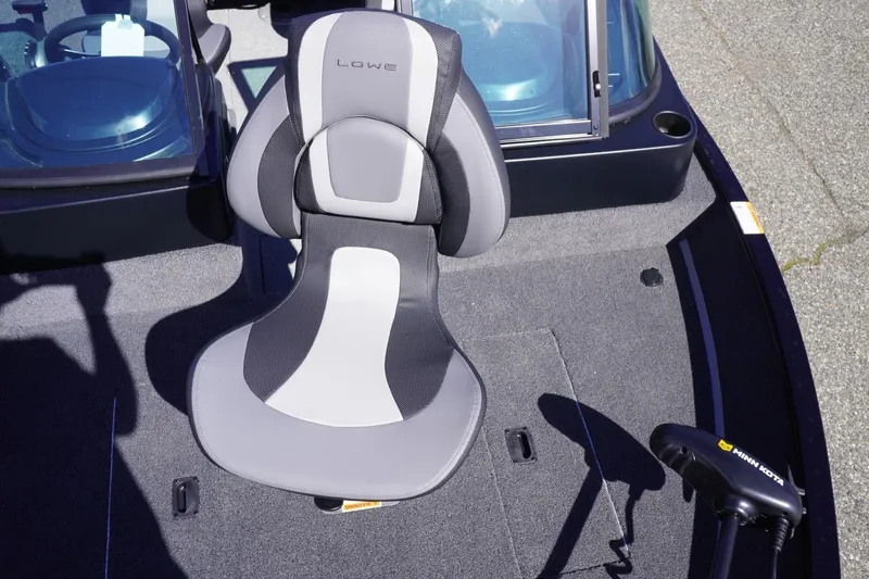 Slide: The Image of 2026 Lowe Fishing Machine 1675 WT boat seat and Minn Kota trolling motor. - 29