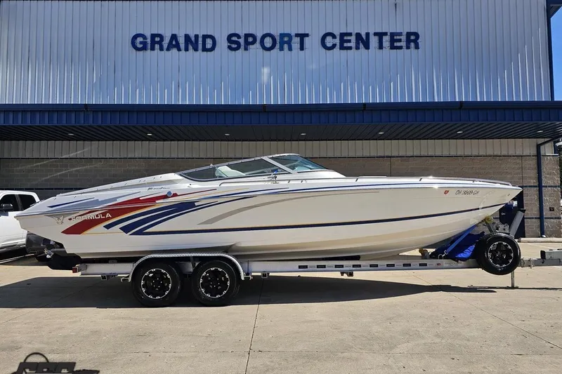 Slide: The Image of 2008 Formula 271 FASTech boat on trailer at Grand Sport Center. - 2