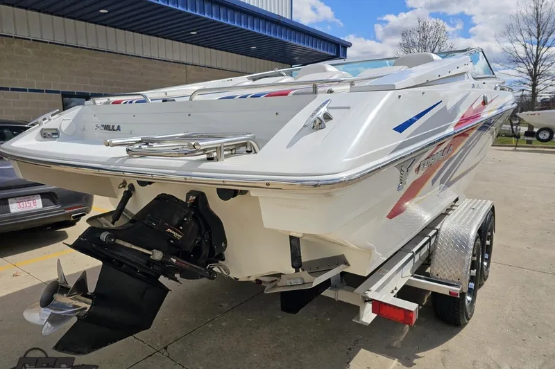 Slide: The Image of 2008 Formula 271 FASTech boat on trailer, rear view, outdoors. - 26