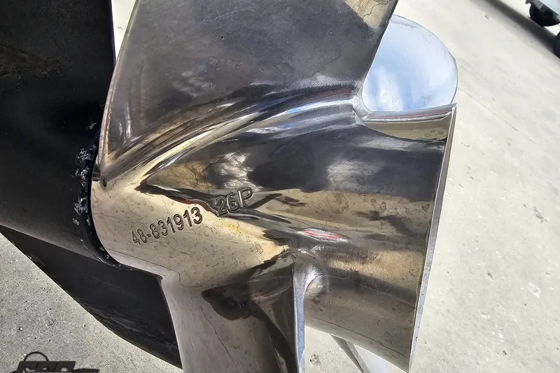 Slide: The Image of Close-up of a polished propeller blade on a 2008 Formula 271 FASTech boat. - 28