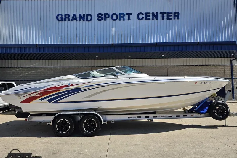 Slide: The Image of 2008 Formula 271 FASTech boat on trailer at Grand Sport Center. - 3