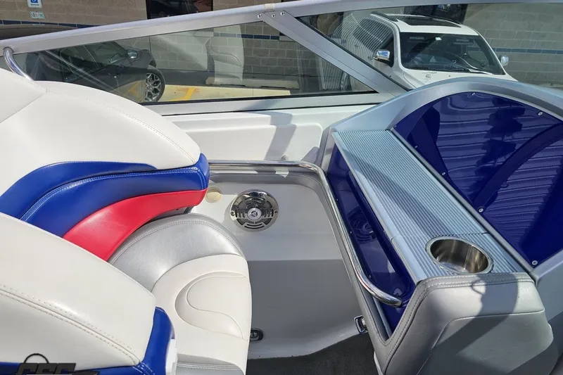 Slide: The Image of Interior of 2008 Formula 271 FASTech boat with colorful seating and sleek design. - 46