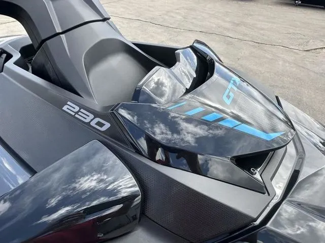 Slide: The Image of 2026 Sea-Doo GTX jet ski with sleek design and blue accents. - 21
