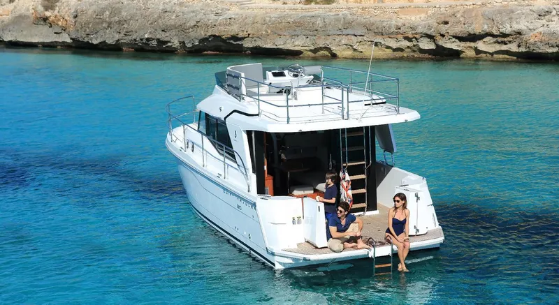 Slide: The Image of Interior cabin with bunk beds in 2020 Beneteau Swift Trawler 30 yacht. - 7