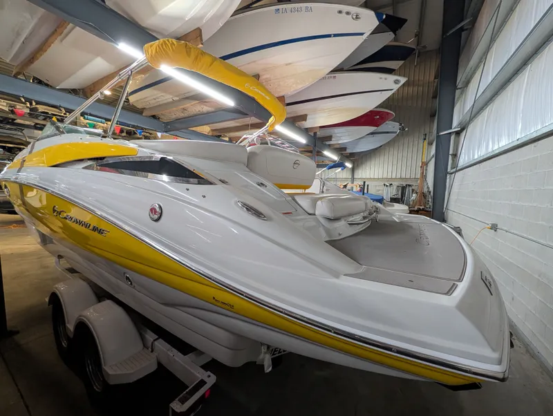 Slide: The Image of 2015 Crownline Eclipse E6 boat in storage facility. - 4