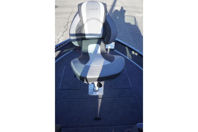 Slide: The Image of 2026 Lowe Fishing Machine 1625WT boat seat on deck, showcasing modern design. - 23