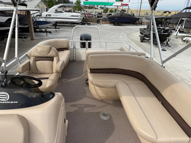 Slide: The Image of Sun Tracker Party Barge 22 DLX w/ 115HP Mercury! 2017 - 15