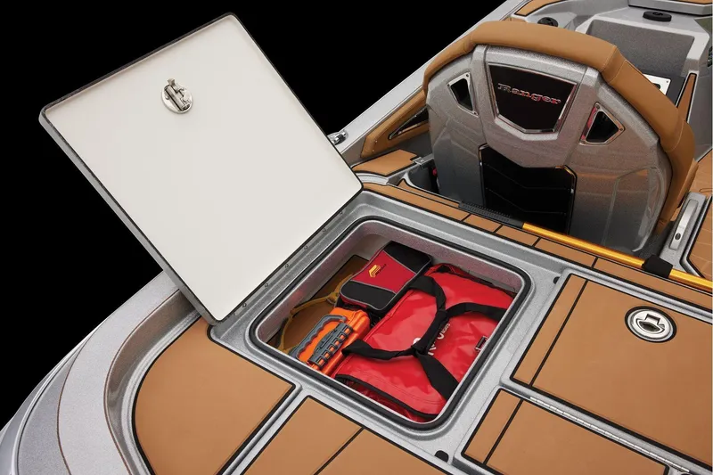 Slide: The Image of Manufacturer Provided Image: 2026 Ranger Z520R Ultra boat storage compartment with safety gear and accessories. - 53