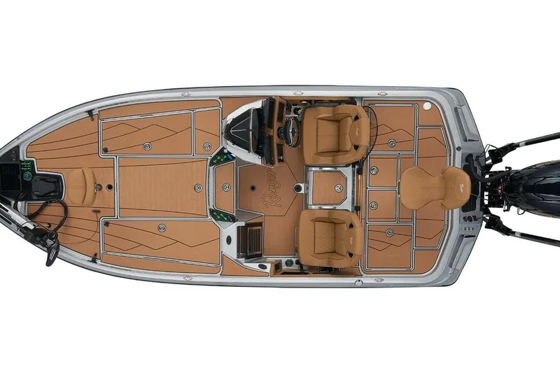 Slide: The Image of Manufacturer Provided Image: 2026 Ranger Z520R Ultra boat, top view, featuring tan seating and deck layout. - 6
