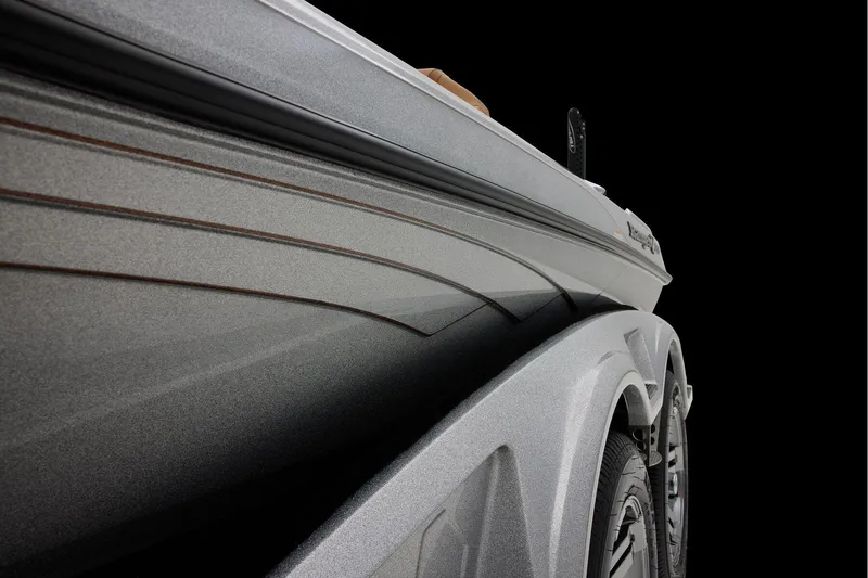 Slide: The Image of Manufacturer Provided Image: 2026 Ranger Z520R Ultra boat close-up, showcasing sleek design and metallic finish. - 67