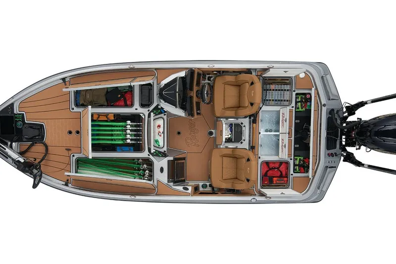 Slide: The Image of Manufacturer Provided Image: 2026 Ranger Z520R Ultra fishing boat interior with organized storage and seating. - 8