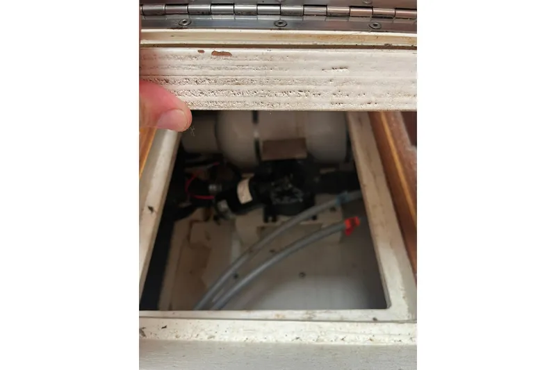 Slide: The Image of Interior view of a 1996 Tiara Yachts 3500 Express engine compartment. - 51