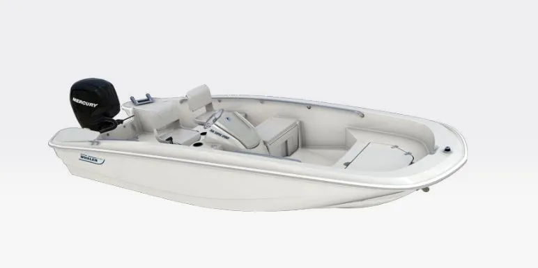 Slide: The Image of 2026 Boston Whaler 160 Super Sport boat, side view. - 13
