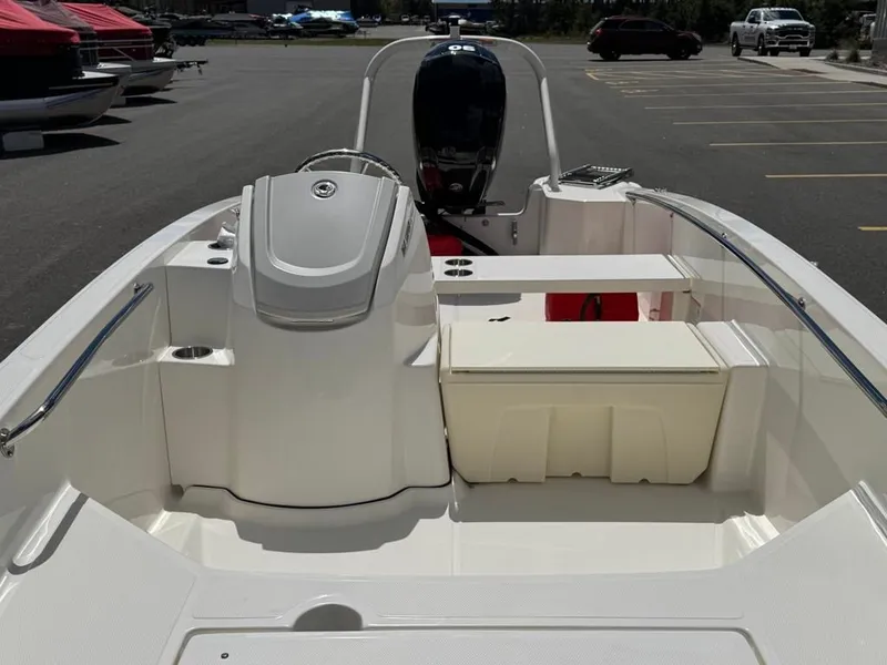 Slide: The Image of 2026 Boston Whaler 160 Super Sport boat parked at marina. - 9