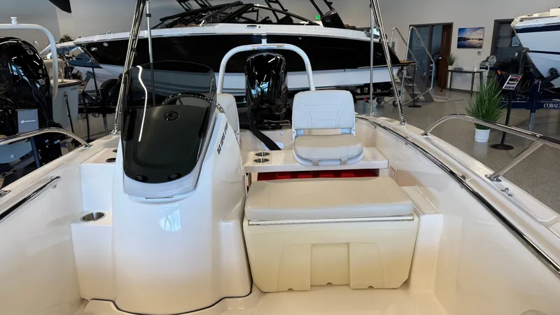 Slide: The Image of Interior of 2026 Boston Whaler 160 Super Sport in showroom. - 4