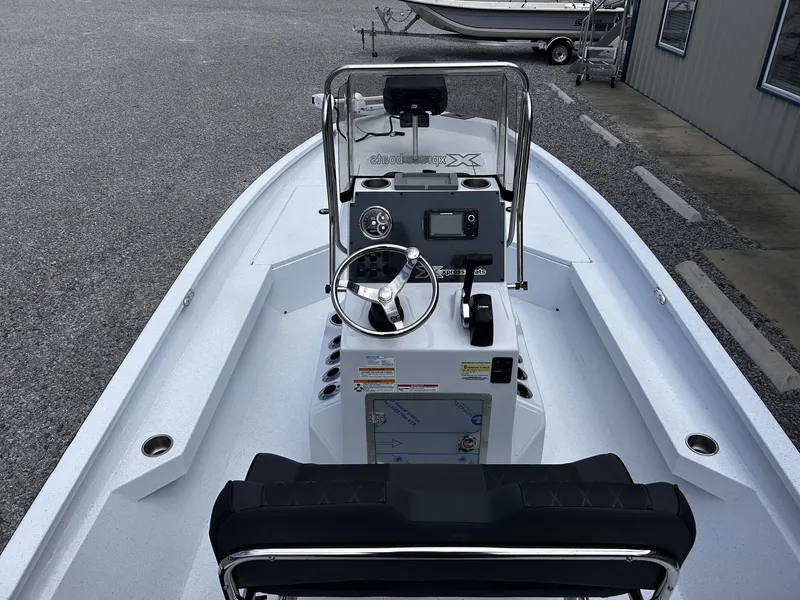 Slide: The Image of Interior view of 2026 Xpress H22B Bay boat with steering console. - 12