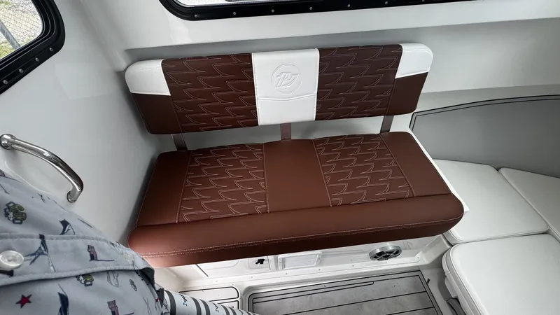 Slide: The Image of Interior of 2026 Parker 247 Explorer with brown seating. - 5