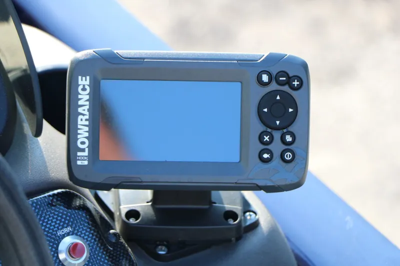 Slide: The Image of Lowrance fish finder on Tracker Pro 170 boat, year 2019. - 23