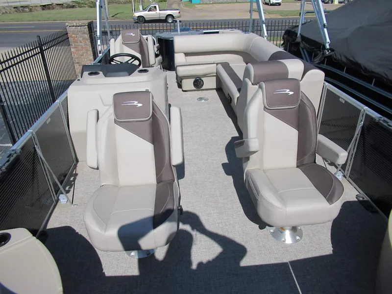 Slide: The Image of Bennington 22 SF 2026 with spacious deck and comfortable seating. - 2