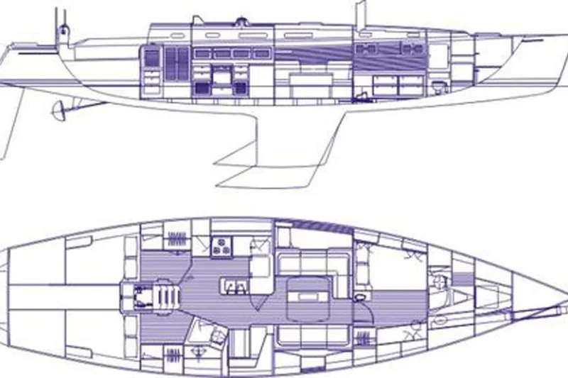 Slide: The Image of Blueprint of 1996 J Boats J/160 sailboat, showcasing interior layout and design details. - 28