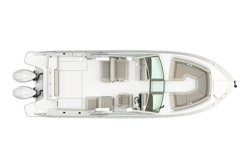 Slide: The Image of Manufacturer Provided Image: Top view of 2021 Boston Whaler 280 Vantage boat layout with dual engines. - 46