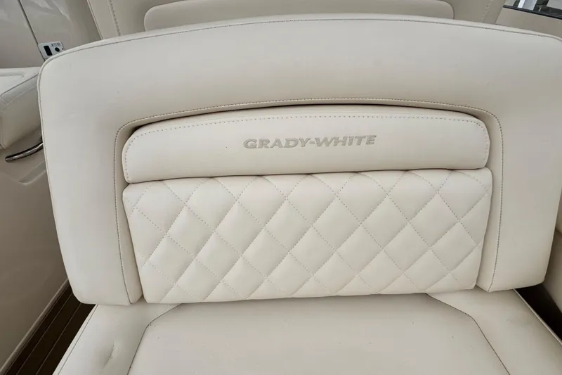 Slide: The Image of 2023 Grady-White Freedom 285 boat seat with quilted leather upholstery. - 5