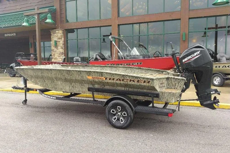 The Image of 2026 Tracker Grizzly 1756 T Marsh boat with Mercury engine on trailer. - 0