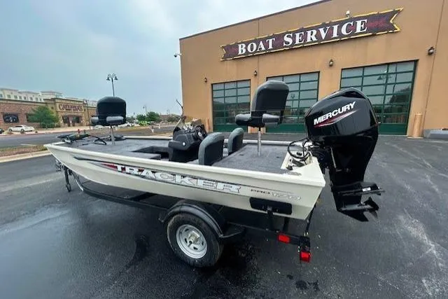 The Image of 2026 Tracker Pro 170 boat with Mercury engine at boat service center. - 0