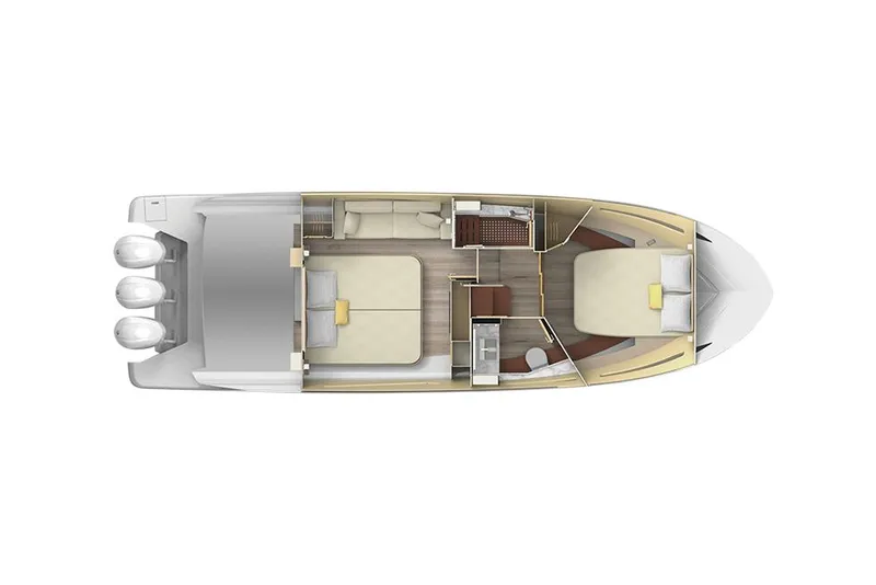 Slide: The Image of Manufacturer Provided Image: Top view of 2026 Regal 38 FXO yacht interior layout with cabins and amenities. - 25