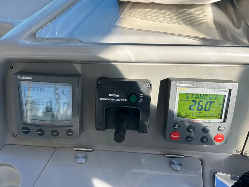 Slide: The Image of Control panel of a 2001 Formula 41 PC boat with navigation displays. - 21