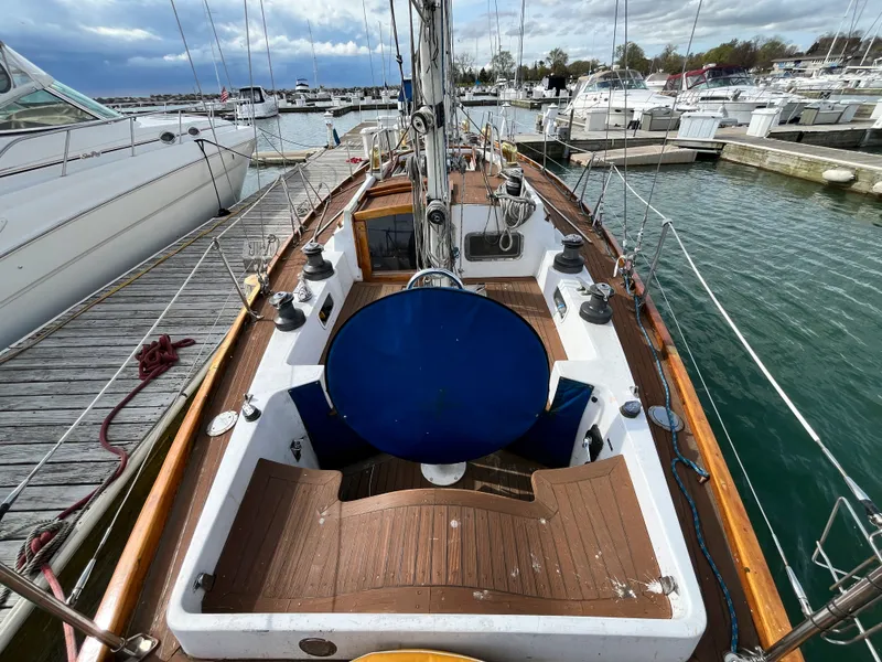 Slide: The Image of 1984 Frers F&C 44 sailboat docked in marina. - 3