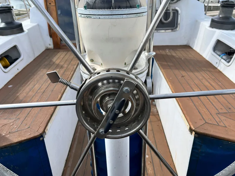 Slide: The Image of Steering wheel of a 1984 Frers F&C 44 yacht. - 5