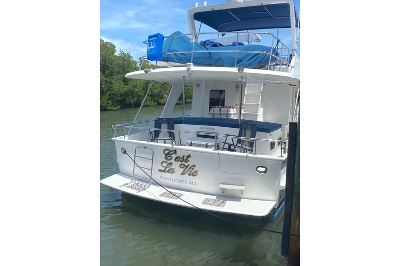 Slide: The Image of 2010 DeFever 48 Trawler "C'est La Vie" docked in Nantucket, MA. - 34