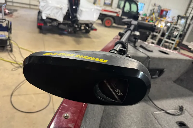 Slide: The Image of Minn Kota trolling motor on 2017 Tracker Pro Guide V-175 Combo boat in workshop. - 10