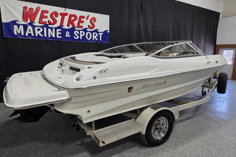 Slide: The Image of 2007 Mariah SX19 boat displayed at Westre's Marine & Sport showroom. - 3