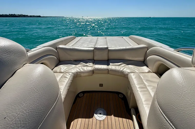 Slide: The Image of Luxurious seating on a 2012 Hunton XRS 37 boat with ocean view. - 11