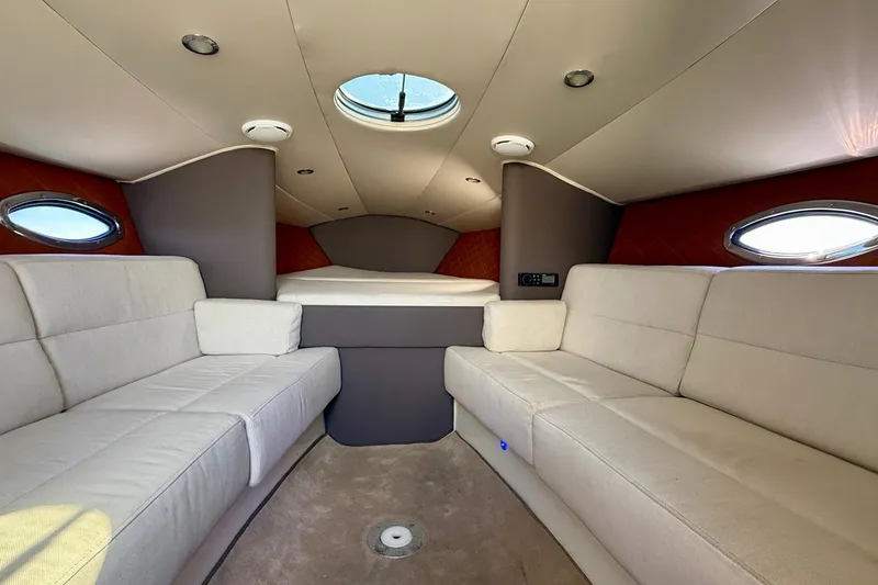 Slide: The Image of Luxurious interior of 2012 Hunton XRS 37 yacht with plush seating and elegant design. - 15