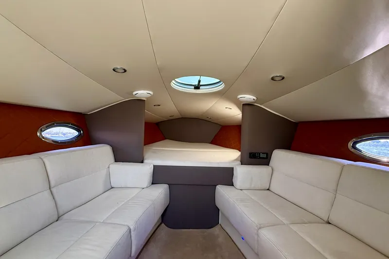 Slide: The Image of Luxurious interior of 2012 Hunton XRS 37 yacht with plush seating and elegant design. - 16