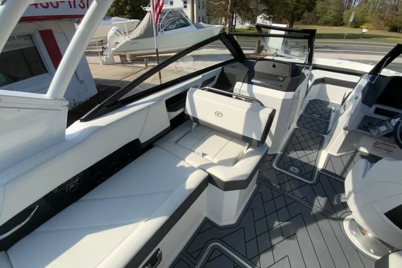 Slide: The Image of 2026 Cobalt R6 Outboard boat interior with sleek seating and modern design. - 43