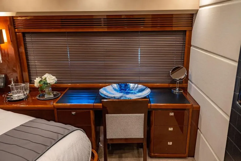 Slide: The Image of Luxurious cabin interior of 2010 Princess 95 Motor Yacht with elegant decor and furnishings. - 92