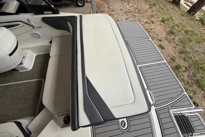 Slide: The Image of 2017 Sea Ray SPX 190 boat interior with seating and swim platform. - 9